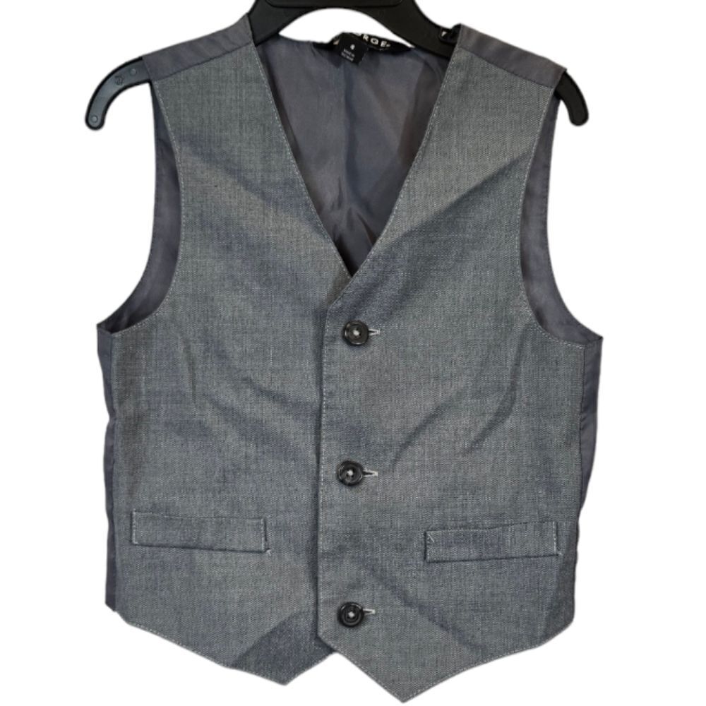 George Boys Gray Button Down Suit Vest Dress Formal Wedding Fancy Ring Bearer 4
